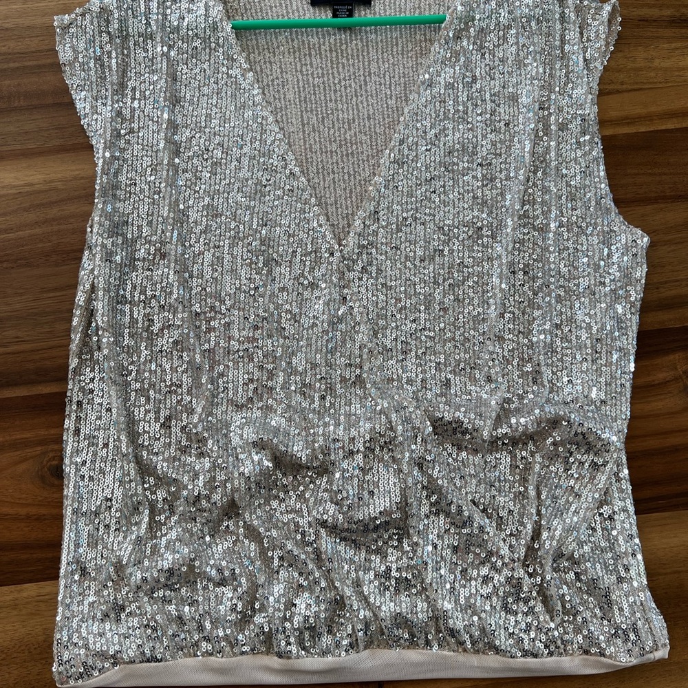 Le Chateau Gold Sequin Sleeveless Blouse